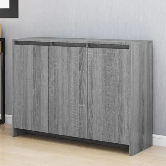 Leehi 3-Door Sideboard - Grey Sonoma Oak, Engineered Wood