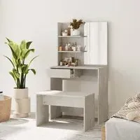 Legian Dressing Table with Stool - Concrete Effect