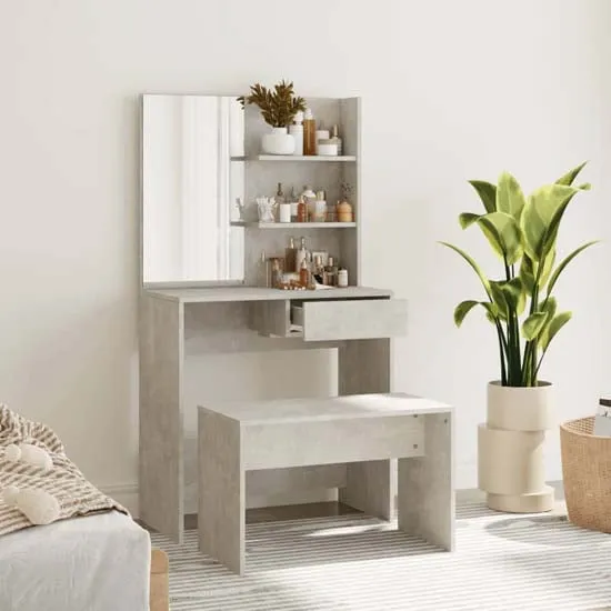 Legian Dressing Table with Stool - Concrete Effect