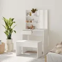 Legian Dressing Table with Stool - White, Engineered Wood