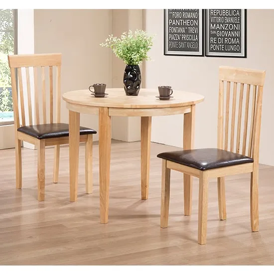 Leica Dining Set with 2 Chairs - Oak, Solid Rubberwood product