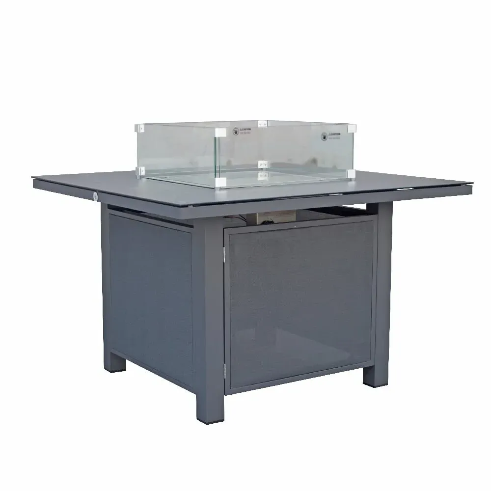 Leicester Square Gas Firepit Table - Grey, Glass
