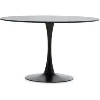 Leila Round Dining Table with Metal Base - Black, MDF