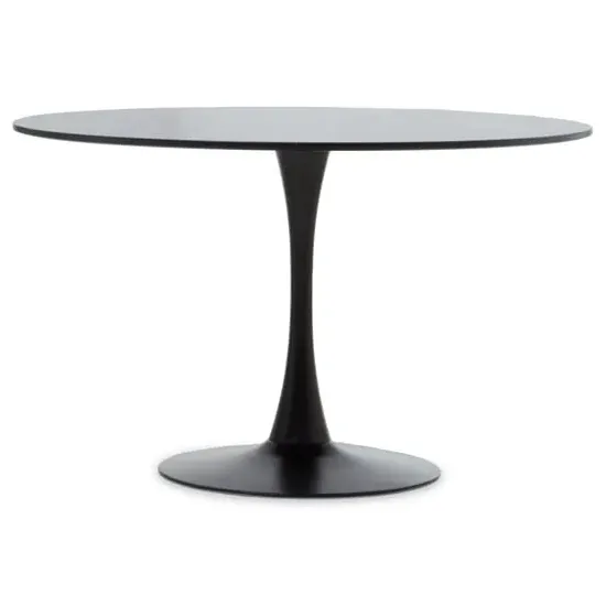 Leila Round Dining Table with Metal Base - Black, MDF