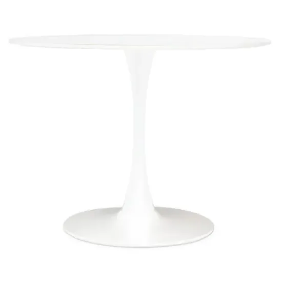 Leila Round Dining Table with Metal Base - White, MDF image