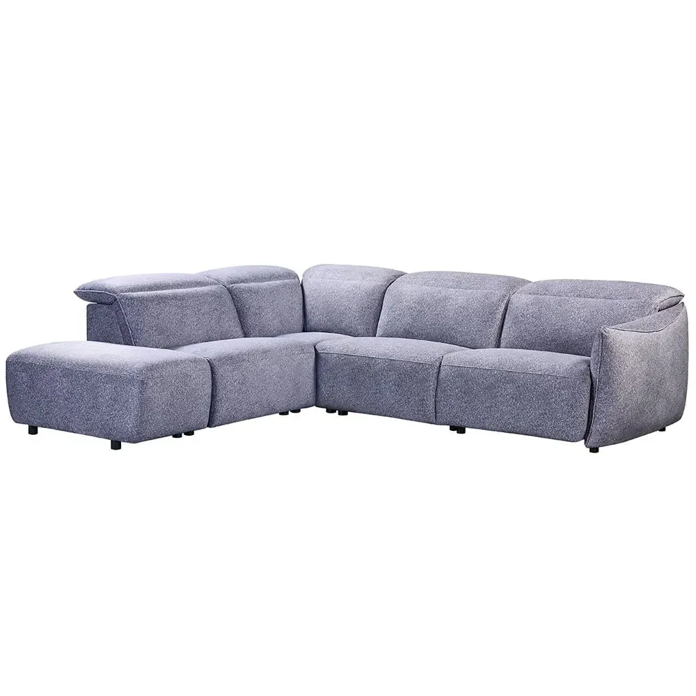 Leiria Right Handed Corner Sofa with Reclining - Grey, Fabric