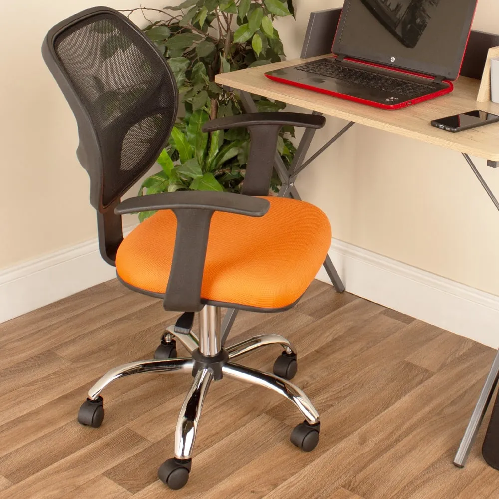 Leith Office Chair with Wheels - Black Orange, Fabric image