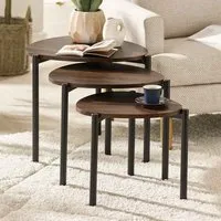Lelvra Nest of 3 Side Tables - Walnut, Wood alternate view