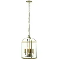 Lembeth 4 Lights Pendant Light - Clear, Antique Brass