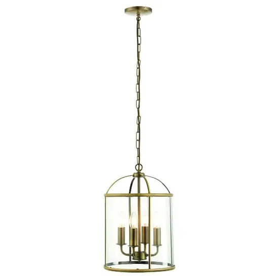 Lembeth 4 Lights Pendant Light - Clear, Antique Brass
