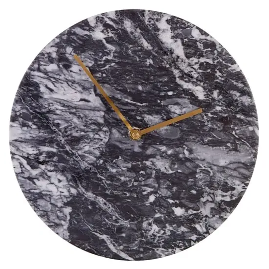 Lemonta Round Wall Clock - Black, Marble image