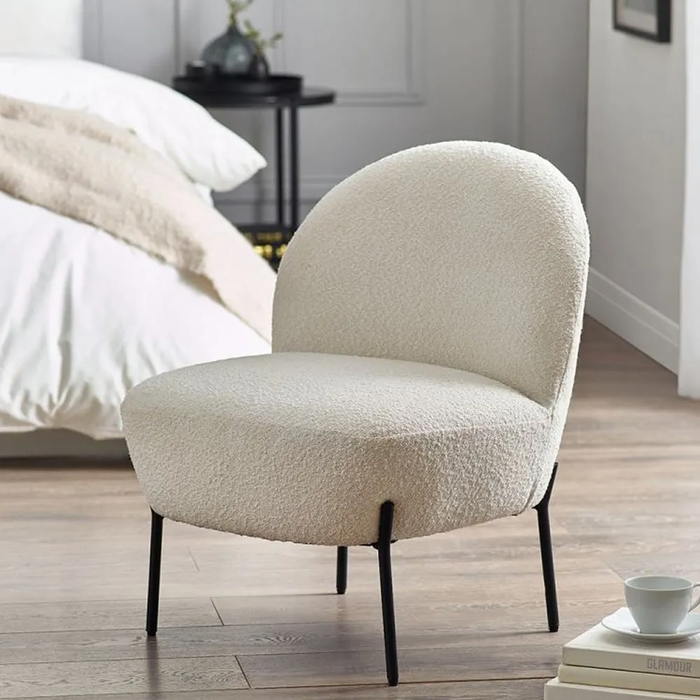 Lemoore Accent Bedroom Chair - Ivory, Boucle
