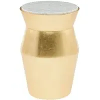 Leno Large Drum Side Table - White, Marble