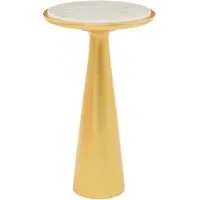 Leno Round Side Table - White, Marble