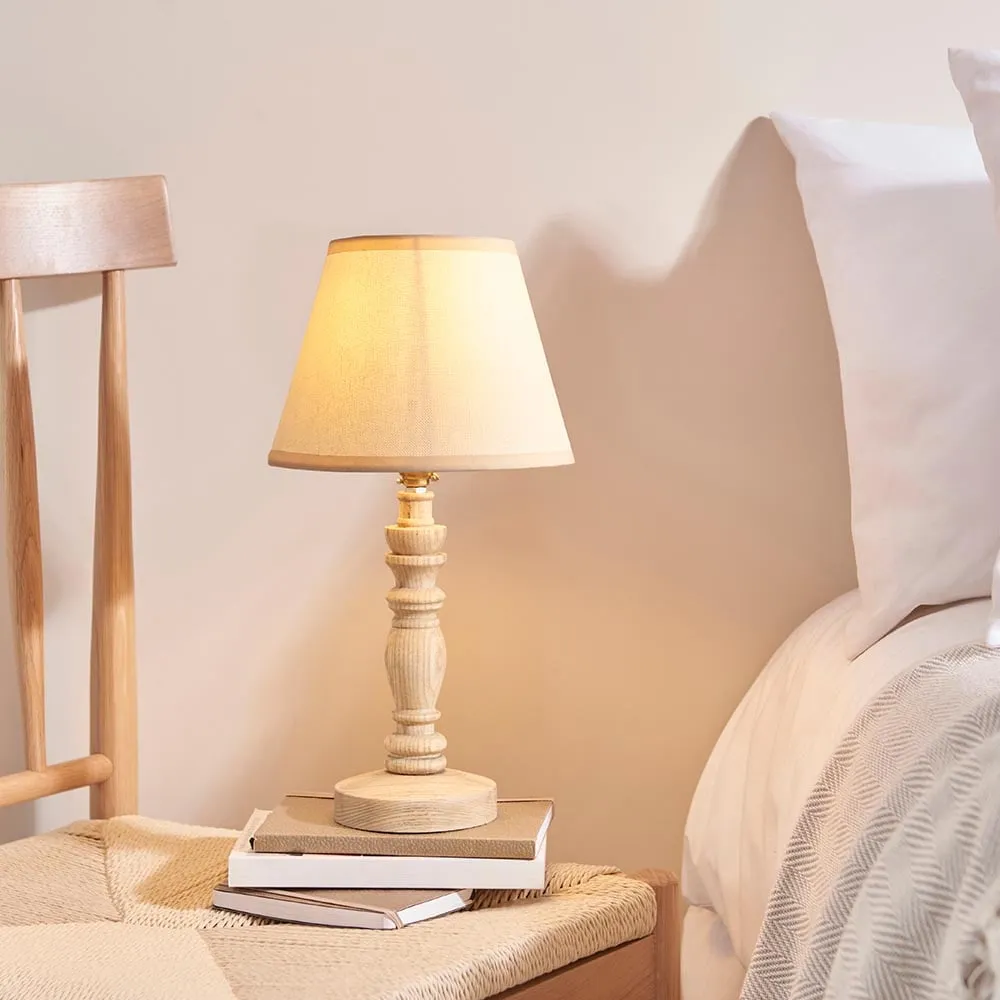 Lenoir 16cm Shade Wood Table Lamp - Pink, Wood image