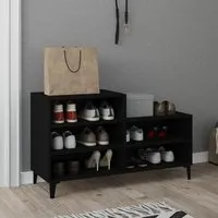 Lenoir 5-Shelf Shoe Storage Rack - Black, Engineered Wood alternate view