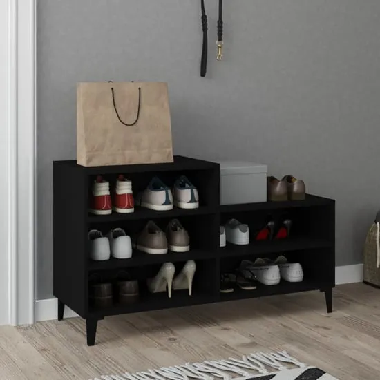 Lenoir 5-Shelf Shoe Storage Rack - Black, Engineered Wood product