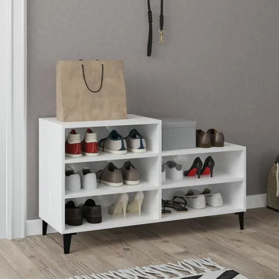 Lenoir 5-Shelf Shoe Storage Rack - White, Engineered Wood product