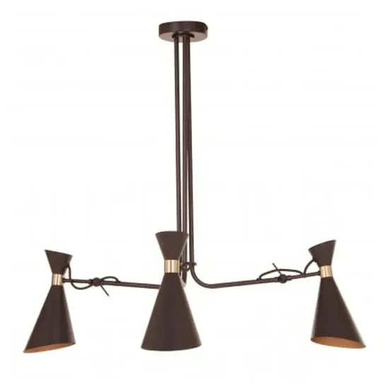 Lenox 3 Bent Arm Pendant Light - Black, Gold