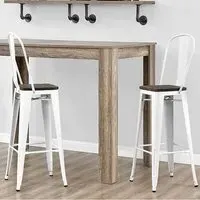 Lenox Bar Stools with Footrest - White Gun, Wood