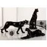 Leo Leopard Set of 3 Porcelain Sculpture - Black