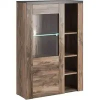 Leon Display Cabinet with 1 Door - Satin Oak