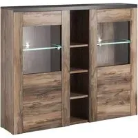 Leon Display Cabinet with 2 Doors - Satin Oak