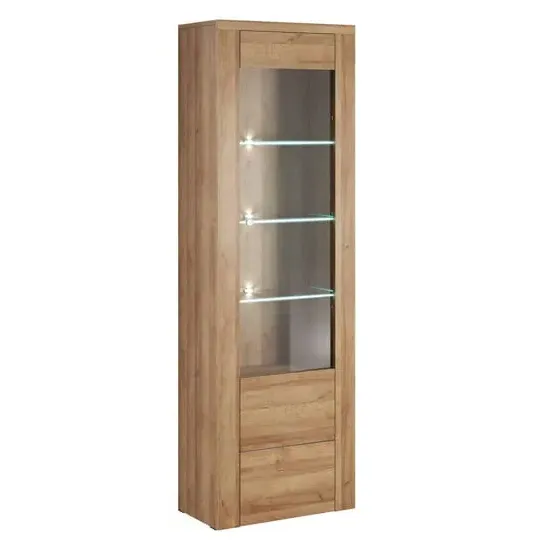 Leon Tall Display Cabinet with 1 Door - Riviera Oak
