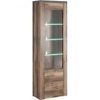 Leon Tall Display Cabinet with 1 Door - Satin Oak