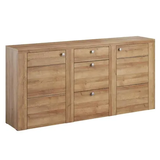 Leon Wooden Sideboard with 2 Doors 3 Drawers - Riviera Oak