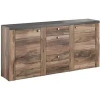 Leon Wooden Sideboard with 2 Doors 3 Drawers - Satin Oak