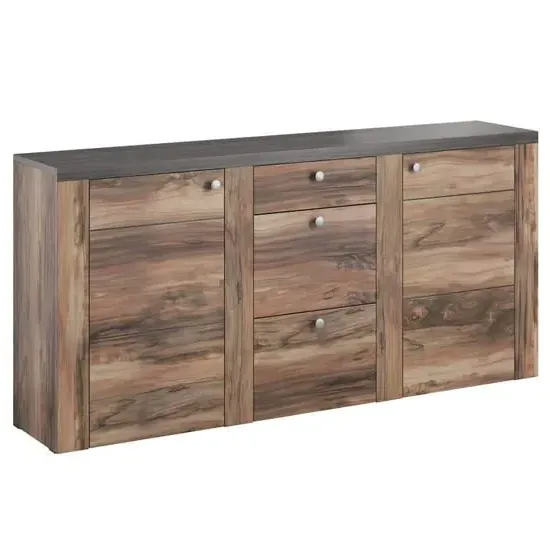 Leon Wooden Sideboard with 2 Doors 3 Drawers - Satin Oak