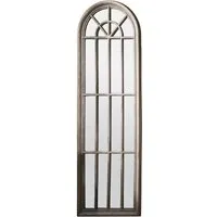 Leona Panelled Window Style Wall Mirror - Weathered, Wood alternate view