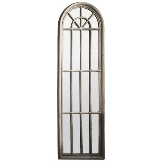 Leona Panelled Window Style Wall Mirror - Weathered, Wood product