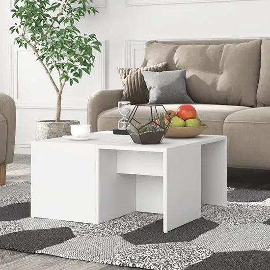 Leonia Square Coffee Tables - White, Chipboard