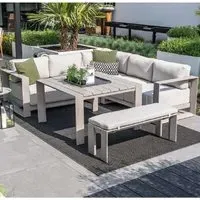 Leonidas Corner Garden Dining Set - Taupe, Aluminium