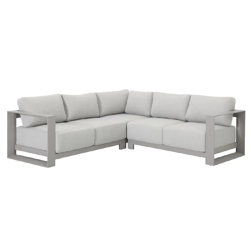 Leonidas Corner Garden Sofa with Cushion - Taupe, Aluminium