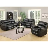 Lerna 3 & 2 Seater Sofa Suite Reclining - Black, Leather Air Fabric alternate view
