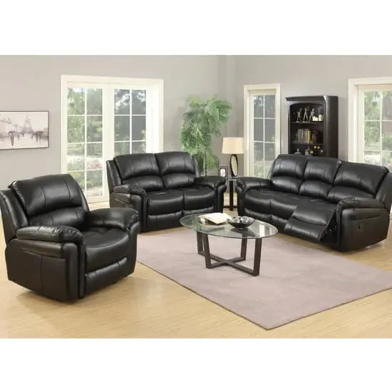 Lerna 3 & 2 Seater Sofa Suite Reclining - Black, Leather Air Fabric product