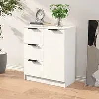 Leslie 1-Door 3-Drawer Sideboard - White, Engineered Wood