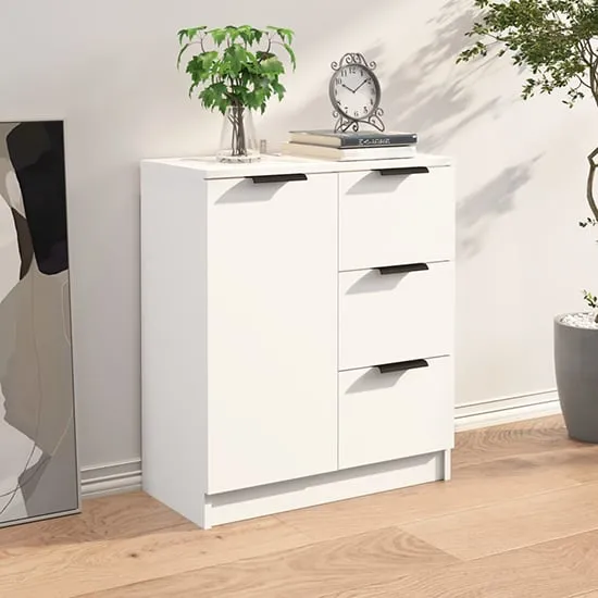 Leslie 1-Door 3-Drawer Sideboard - White, Engineered Wood