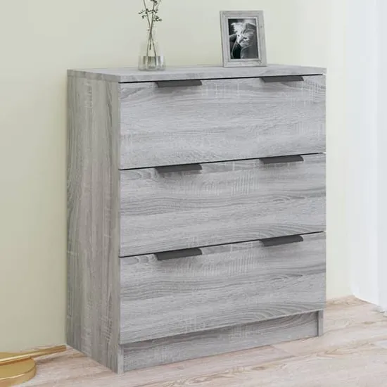 Leslie 3-Drawer Chest - Grey Sonoma Oak, Engineered Wood