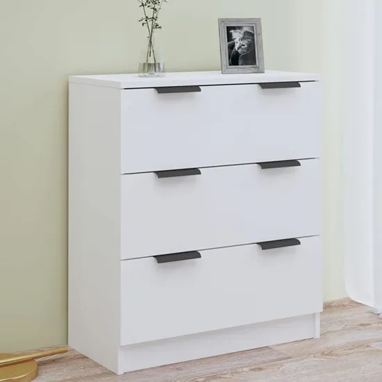 Leslie 3-Drawer Chest - White, Engineered Wood product