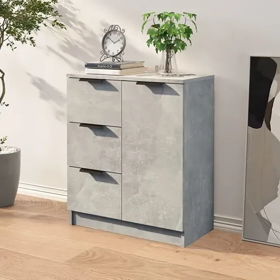 Leslie Sideboard with 1 Door 3 Drawers - Concrete Effect image