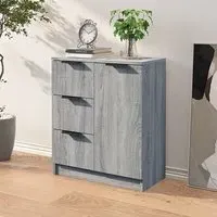 Leslie Sideboard with 1 Door 3 Drawers - Grey, Sonoma Oak