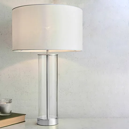 Lessina Touch Table Lamp with Glass Base - Bright Nickel, White