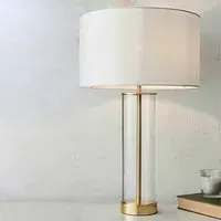 Lessina Touch Table Lamp with Glass Base - Satin Brass, White
