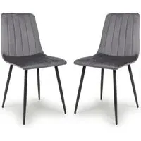 Leuven Dining Chairs with Black Legs - Grey, Brushed Velvet