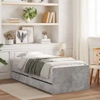 Leuven Single Bed with Drawers - Concrete Effect, Engineered Wood