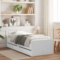 Leuven Single Bed with Drawers - White, Engineered Wood